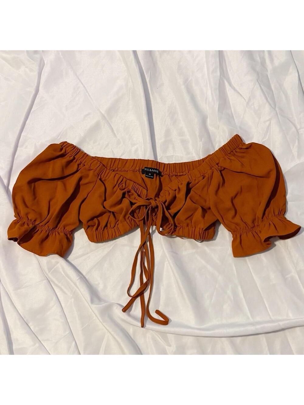 Yours & Mine Rust Orange Milkmaid Crop Top